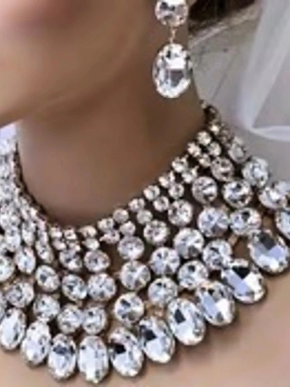 Rhinestone Statement Necklace & Earrings